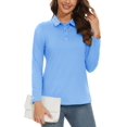 thumbnail image 4 of Polo MAGCOMSEN con cuello para mujer, manga larga, azul, 4 of 7
