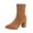 Coffee, variant on QQAMB Suede Ankle Boot for Women Plain Side Zipper Trendy Boots Pointed Toe Thick Heel Shoe Winter Fall Elegant Booties