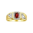 thumbnail image 1 of RYLOS Men's Rings 14K Yellow Gold Classic 7X5MM Oval Gemstone & Diamond Ring Garnet January Birthstone Rings For Men Size 8, 1 of 7