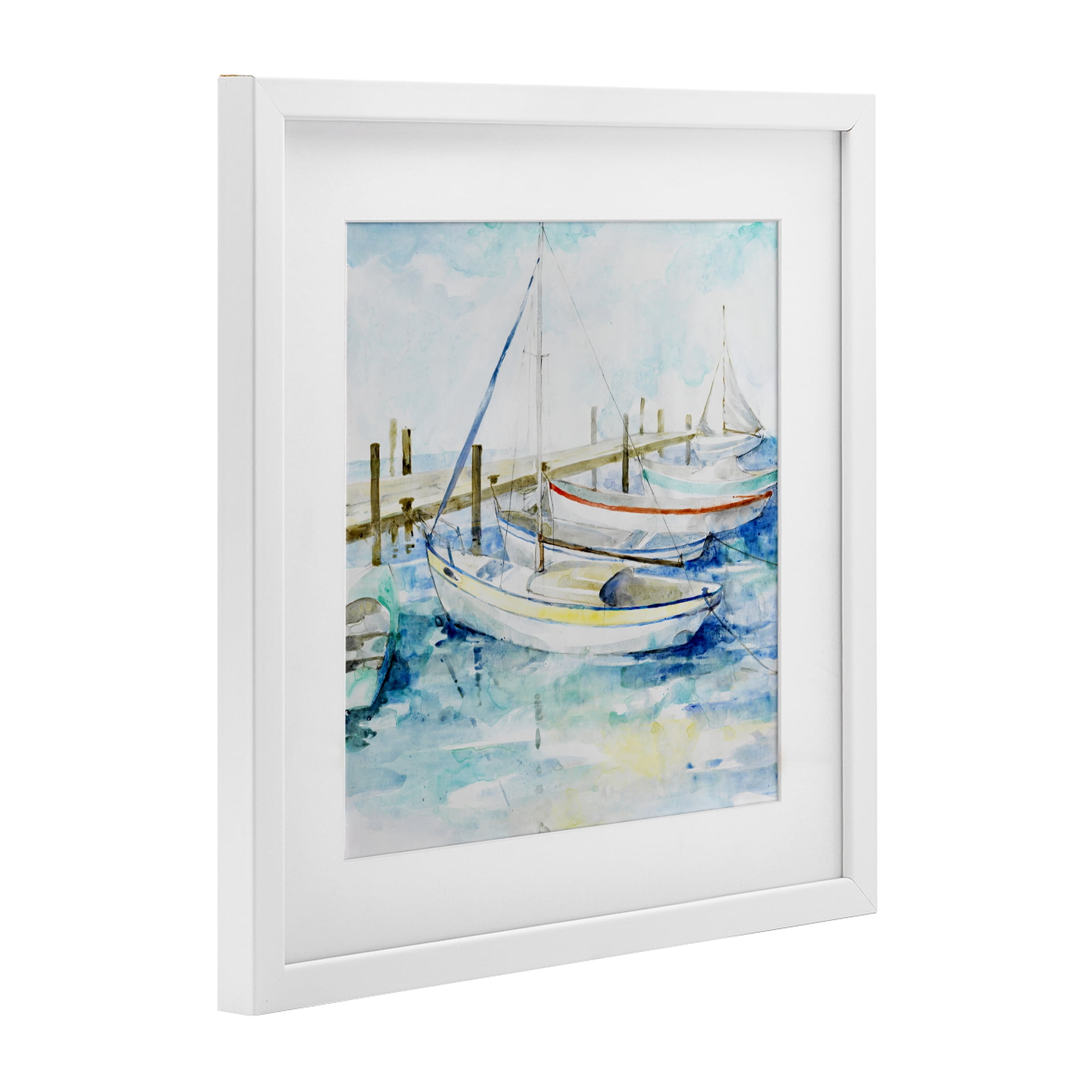 Stupell Industries Docked Sails on Stormy Seas White Framed Print Under Glass, design by Lorenzo Collective