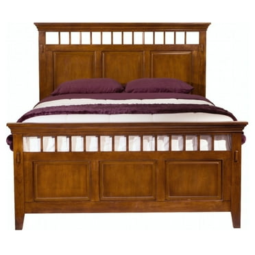HomeStock island Interiors Bed , Distressed Brown Wood