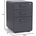 thumbnail image 2 of Poppin Stow 3-Drawer File Cabinet - Charcoal, 2 Utility Drawers and 1 Hanging File Drawer, Fully Painted Inside and Out, Powder-Coated Steel, Two Keys Included, Stationary, 2 of 9