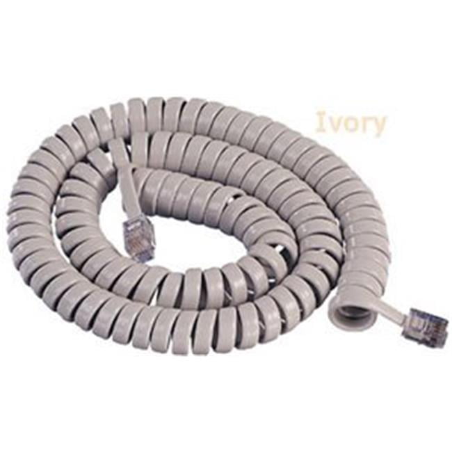 25' IVORY CURLY PHONE HANDSET CORD Unbranded/Generic < NEW 