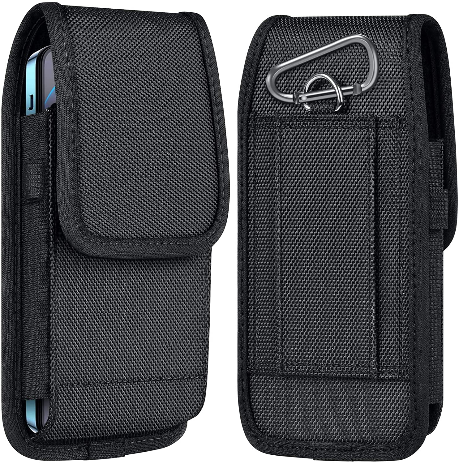 Samsung Galaxy S22 Ultra / S22 Plus / A03S / A13 / Celero 5g / A22 5G Case Cell Phone Pouch Nylon Holster Case with Belt Clip Cover with Metal Clip - Black