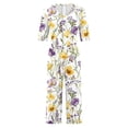 thumbnail image 5 of Edvintorg Overalls for Women Vintage Floral Printed Short Sleeve V Neck Back Zipper Wide Leg Jumpsuit with Pocket Summer Casual Loose Rompers for Women, 5 of 5