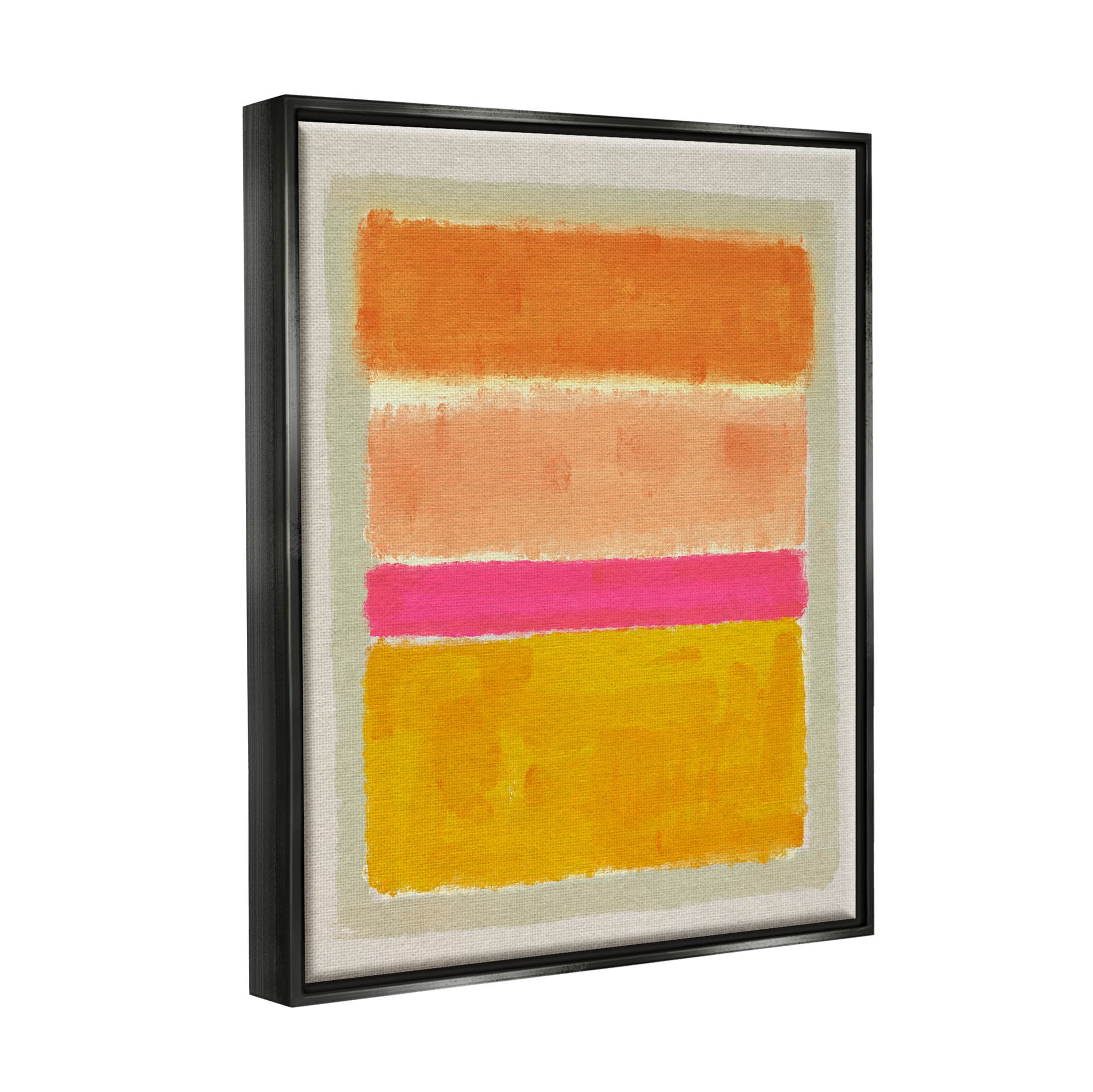 Stupell Industries Abstract Blocked Square Forms Painting Jet Black Floating Framed Canvas Print Wall Art, Design by Victoria Barnes