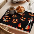 thumbnail image 3 of Black Orange Halloween Placemats Set of 4, Pumpkins Botanical Washable Wipeable Table Mats for Dining Tables, Indoor Outdoor Kitchen Place Mats for Holiday Party Table Decor, 3 of 9