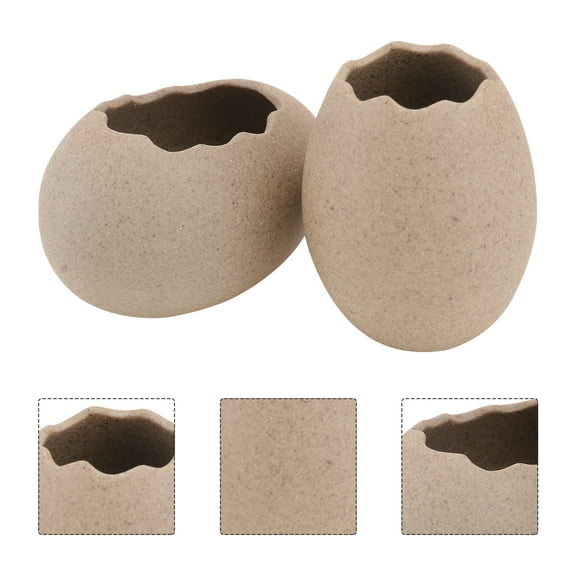 LOLIPPYY 2Pcs Egg Shaped Ceramic Planter Vase Home Ornament for Indoor Plants Multi 13x8in