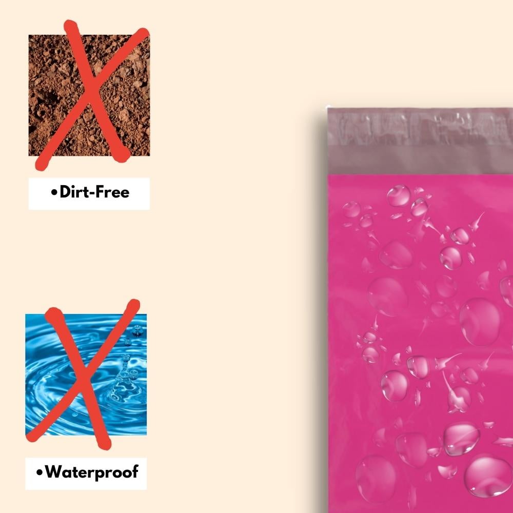 MMBM 1000 10" x 13" Pink Poly Mailers Shipping Envelopes Self Sealing Plastic Bags 2 Mil for Moving, Mailing and Packaging