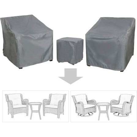 Patio Furniture Covers, Outdoor Patio Cover Set for 3-Piece Bistro Set, Waterproof, Grey