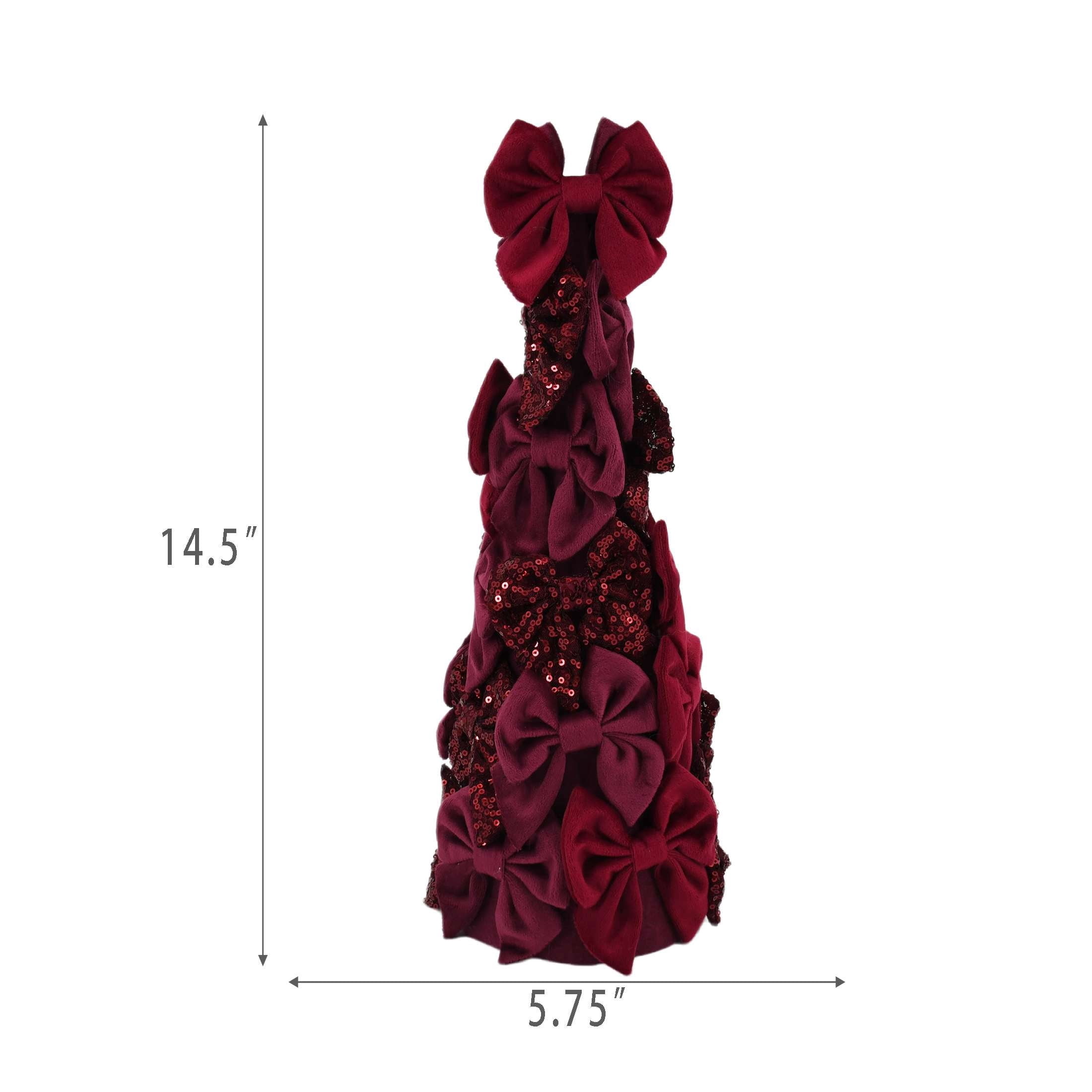 Bow Tree Christmas Decoration, Red, 16", by Holiday Time