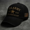 thumbnail image 2 of 250th Anniversary Army Hat, Embroidered Baseball Cap Tribute Washed Denim Hat Color Black Size One Size, 2 of 7
