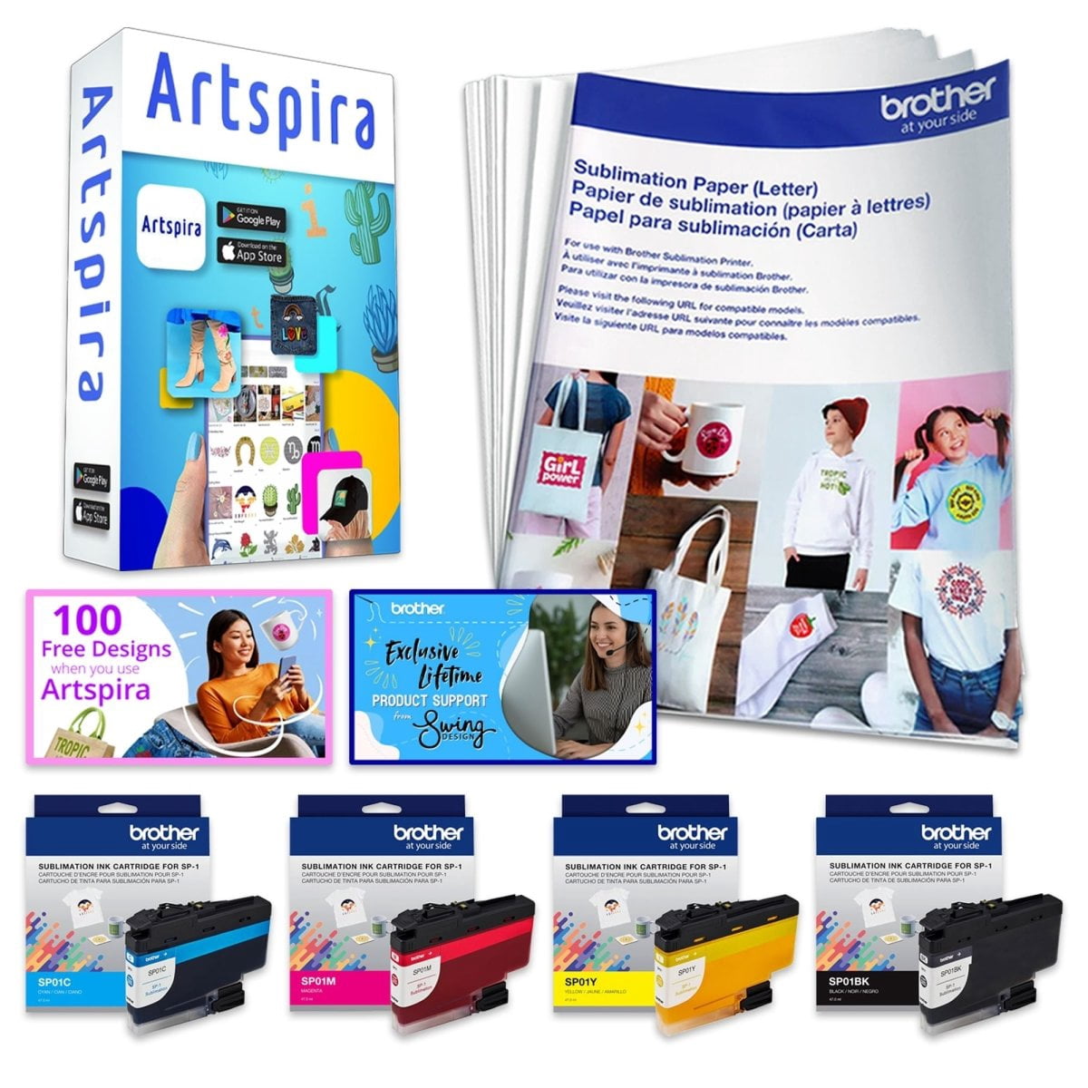 Brother SP-1 Sublimation Printer & Ink Base Bundle