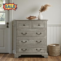 Tcbosik 5 Drawer Dresser for Bedroom, Chest of Drawers, Storage Organizer for Living Room, Entryway, Hallway, Ancient Oak