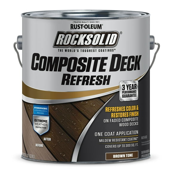 2 Pack, Brown Tone, Rust-Oleum RockSolid Satin Composite Deck Refresh Exterior Stain and Sealer, 1 Gal