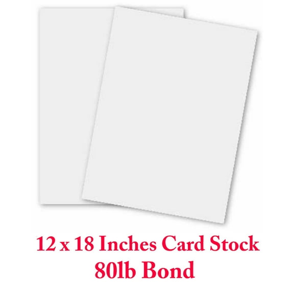 12 X 18 Inches White Card Stock - 80 Lb. Cover Smooth (218gsm) - 50 Sheets