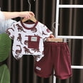 thumbnail image 2 of eczipvz Boy Clothes 3t Toddler Boy Clothes Boys Summer Outfits Cotton Short Sleeve T-Shirt & Shorts Set Red 4-5 Years, 2 of 4