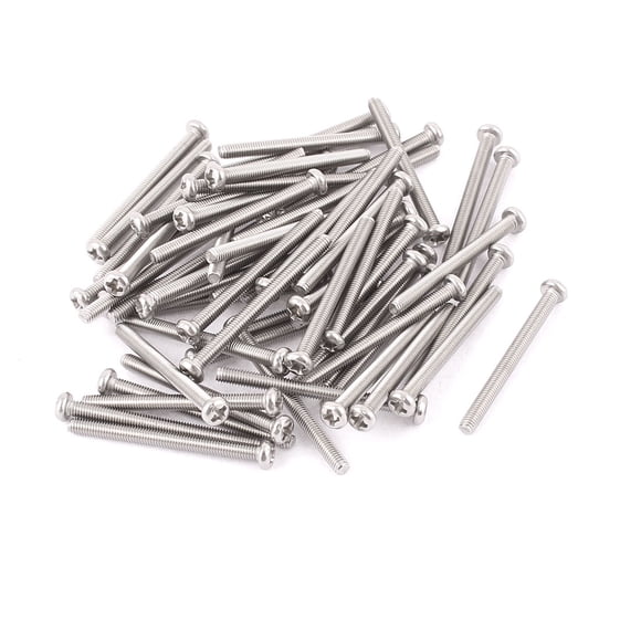 M3 x 35mm 304 Stainless Steel Crosshead Phillips Pan Head Screws Bolt 60pcs