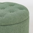 thumbnail image 4 of Round Storage Ottoman with Rolling Wheels, Teddy Velvet Foot Rest Stool Tufted Footstool for Living Room, Bedroom, Dorm, Green, 4 of 5