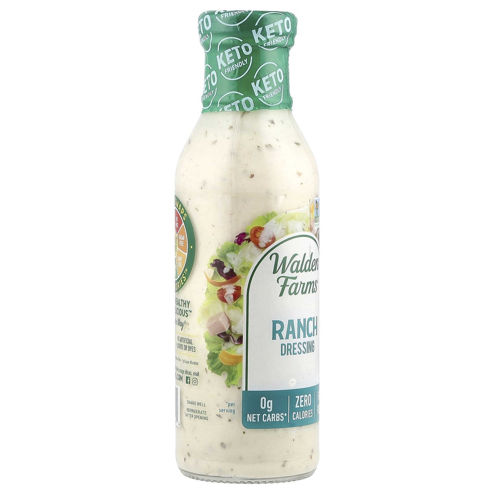 (6 pack) Walden Farms Ranch Dressing, 12oz. Bottle, Fresh-Delicious, Sugar Free 0g Net Carbs, Cool and Tangy