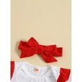 thumbnail image 5 of FEORJGP Toddler Baby Girls Valentine's Day Outfit Newborn 3M 6M 9M 12M 18M Short Sleeve Jumpsuit Letters Print Romper Crew Neck Bodysuit with Heart Tut Casual Cute 3-piece Summer Clothes Set, 5 of 9