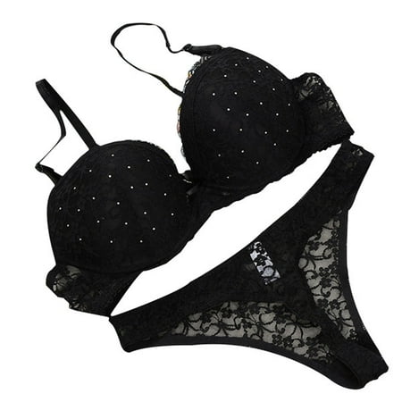 

Lace Drill Bra Set Women Push Up Underwear Set Bra And Thong Set 34 36 38 40 C D Cup