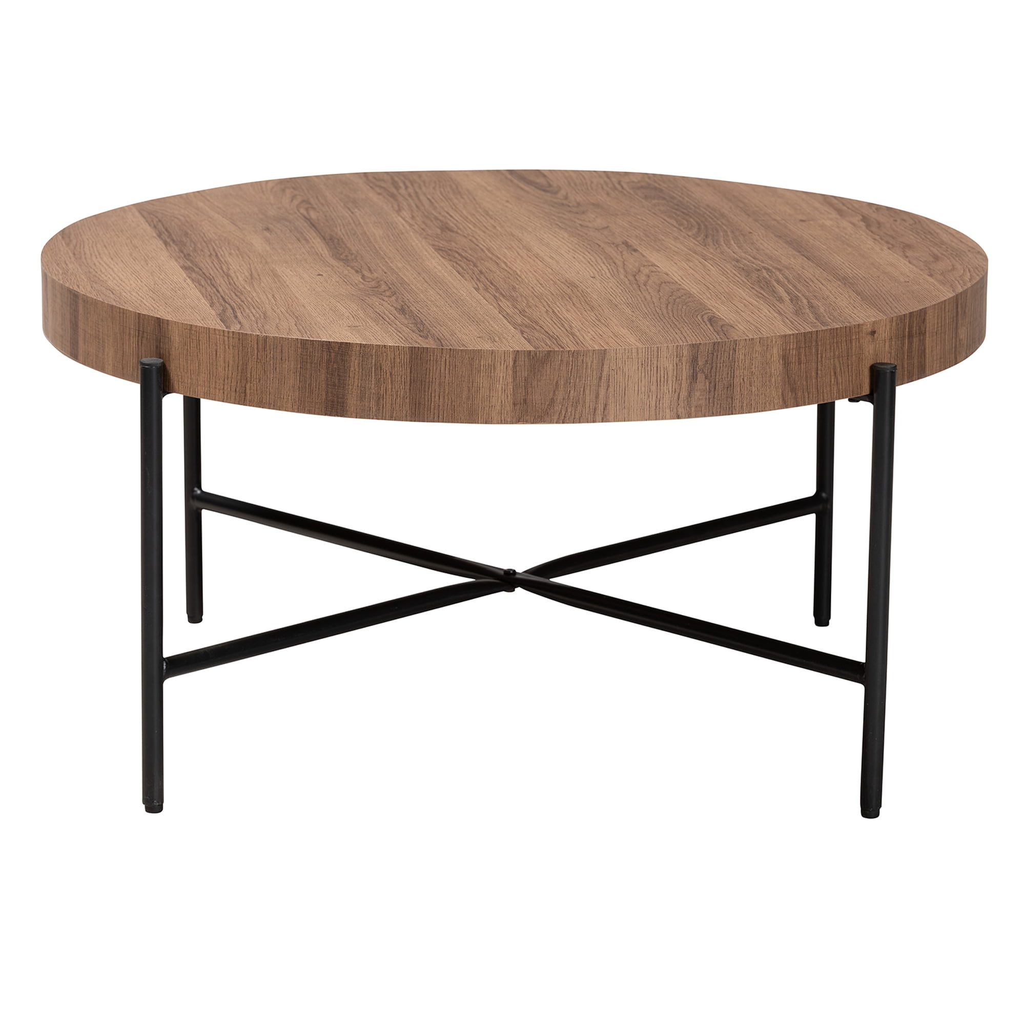 Baxton Studio Umar Modern Industrial Walnut Brown Finished Wood and Black Metal Coffee Table