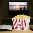 thumbnail image 6 of (2) Large Plastic Popcorn Tubs White & Red Popcorn Bucket Reusable Container for Family Home Movie Nights Summer Spring Holiday Carnival Birthday Themed Party Decorations t & CUSTOM Storage Carrier, 6 of 8