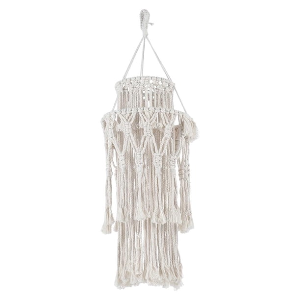 Chic Macramé de lámpara Boho Colgante Lámpara colgante Borla Cubierta de luz Oficina en Dormitorio Sala de estar Dormitorio Sunnimix Macrame Lampshade