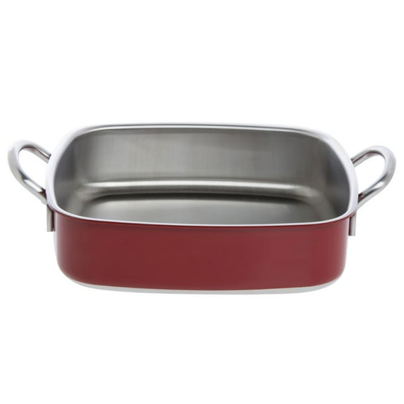 HUBERT Lasagna Casserole Pan, 3-Ply Stainless Steel Square Red - 10 1/4"L x 10 1/4"W x 3"H