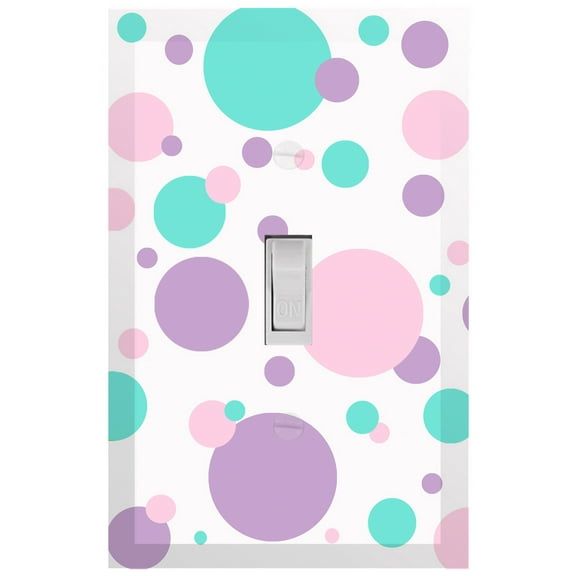 Create-A-Mural Beautiful Pretty Pastel Color Dots Single Toggle Light Switch Cover Plate