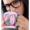thumbnail image 2 of 3drose, Cute Pink Ice Cream Gnome Pink Image of Glitter Monogram G, 11oz Two-tone Blue Mug, 2 of 6