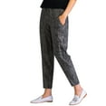 thumbnail image 2 of Womens Pants Autumn Winter Stripe Print Linen Cotton Slim Casual Pant Daily-Wear, 2 of 4