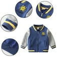 thumbnail image 2 of YTDSCS Kids Baby Fleece Baseball Jacket for Boys Varsity Letterman Print Coats Toddler Fall Winter Padded Button Sweatshirt Boys Thickened Baseball Outerwear 2-7 Years Old, 2 of 9