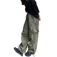 thumbnail image 4 of VISgogo, pantalones cargo de primavera y verano para mujer, pantalones informales con cordones y varios bolsillos de Color sólido VISgogo  moda, 4 of 9