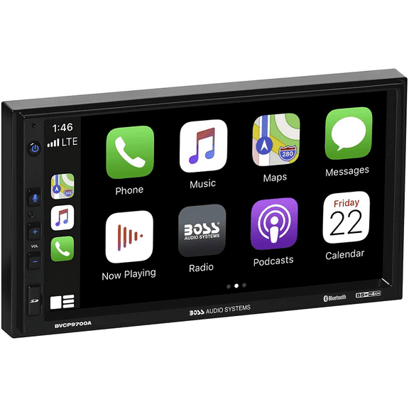 Pre-Owned BOSS Audio Systems BVCP9700A Double Din Car Stereo with Apple Carplay & Android Auto, 7" Touchscreen Car Radio, Bluetooth, AM/FM Receiver, Double Din Radio, No CD/DVD, Multi-Color Illumination