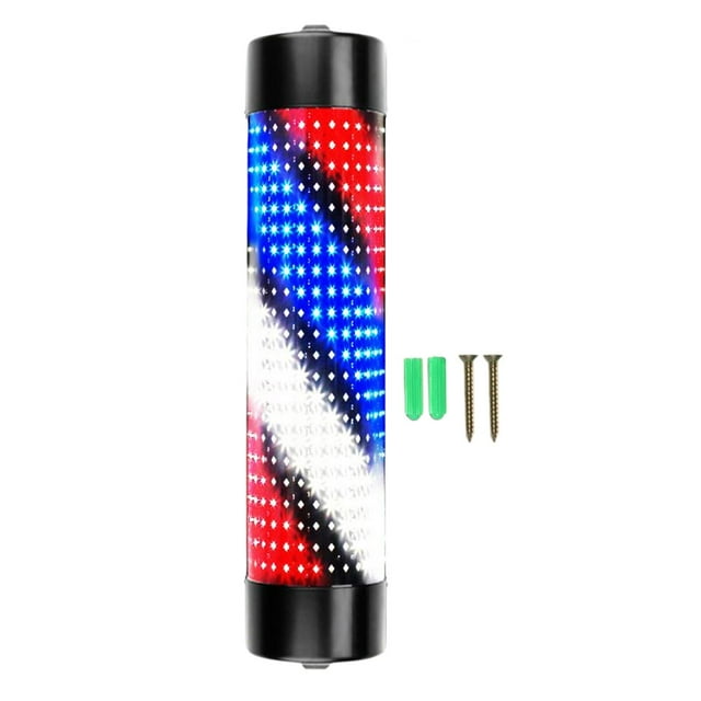 Barber Shop Pole Red Blue White Rotating Light Hairdressing Sign Lamp Neon Signs 15cmx65cm Black