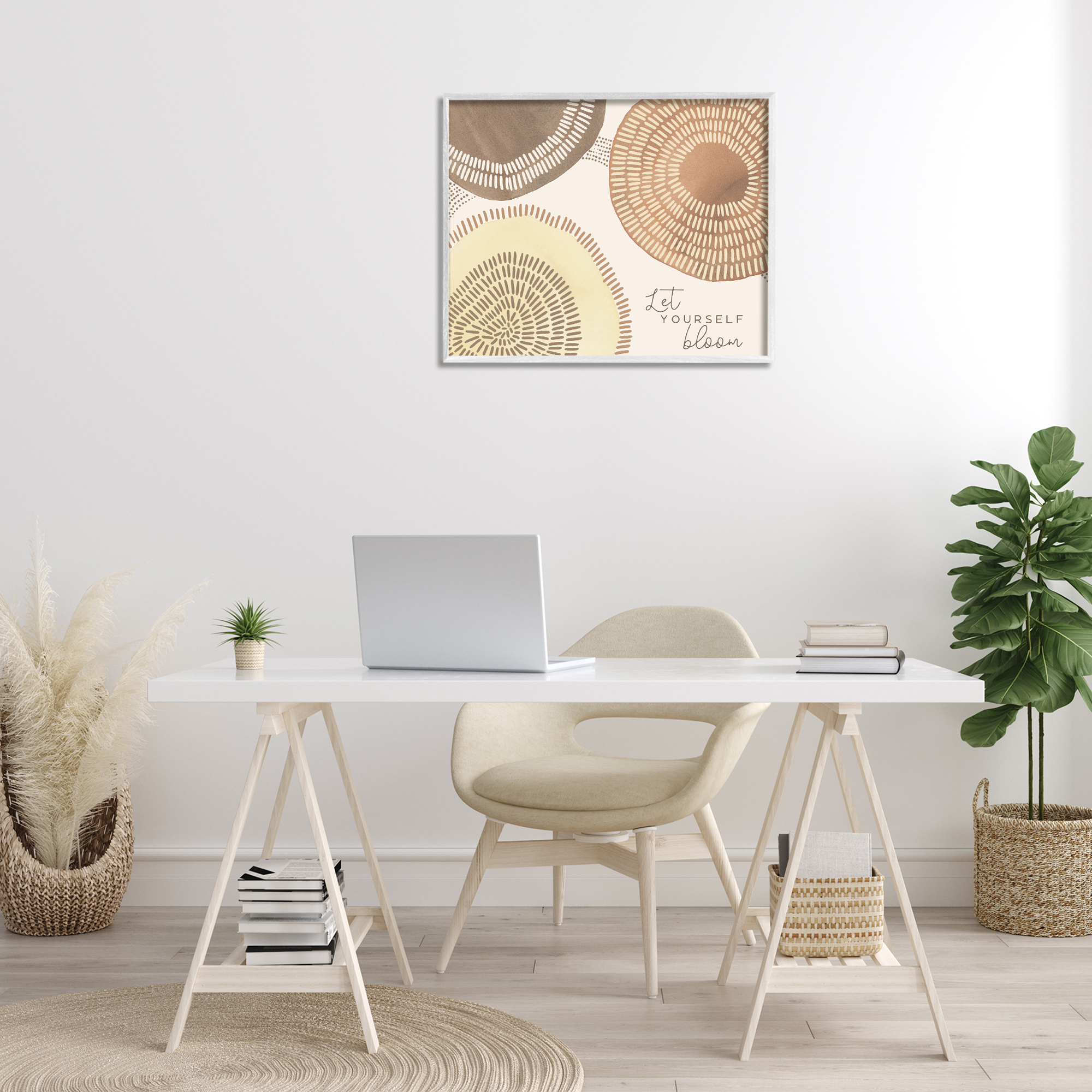 Stupell Industries Let Yourself Bloom Boho Typography Painting White Framed Art Print Wall Art, 30 x 24