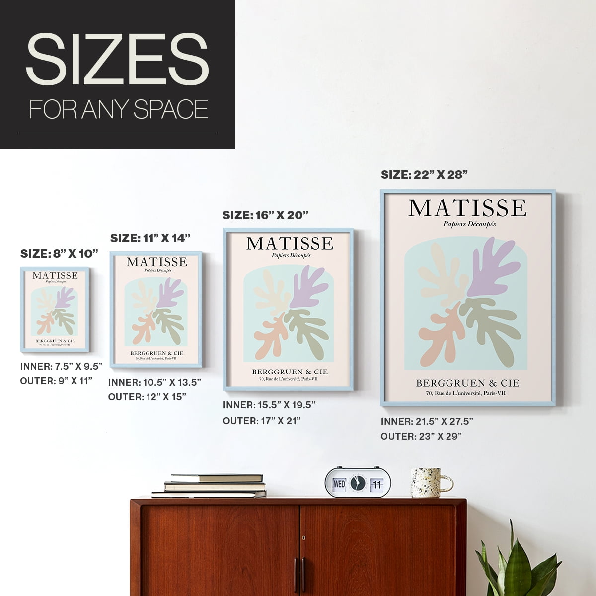 Matisse DVI Framed Print in Blue Solid Wood Framed Print No Nail Hanging