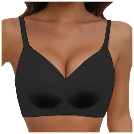 Zshosam Bras for Women No Underwire Seamless Bralettes for Women Wireless Bra Soft Support Everyday T Shirt Bras(Black XL)