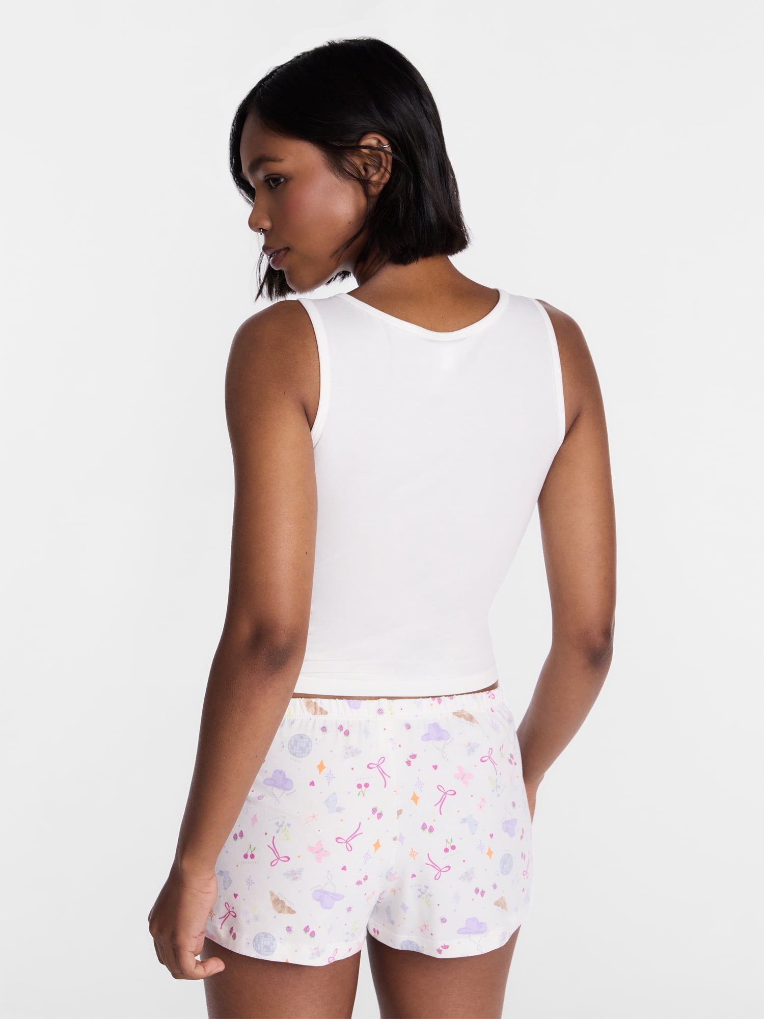 No Boundaries Cloud Core Sleepwear Tank Top and Shorts Sleep Set, 2-Piece, Women's XXS-3X