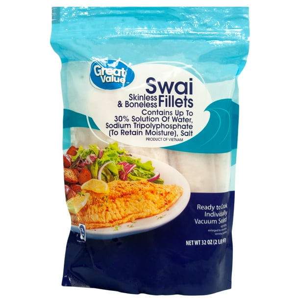 Great Value Frozen Skinless Boneless Swai Fillets, 2 lb