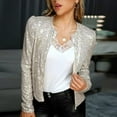 thumbnail image 5 of Autumn Fashion Black Sequin Jackets Women Long Sleeve Glitter Causal Silver Lady Coats Street Wear Yellow Mujer Outwear New, 5 of 5