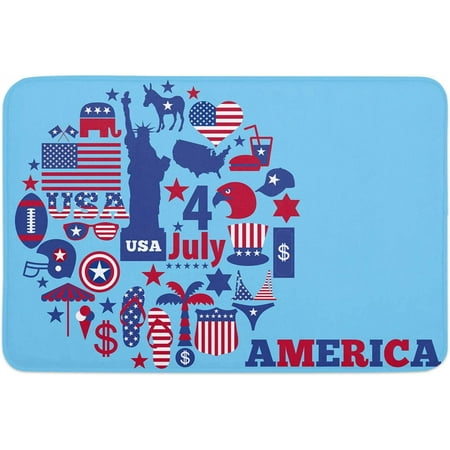 

Independence Day Memory Foam Soft Door Mat Indoor Doormatches Absorbent Floor Mat Anti-Skid Welcome Mat for Front Door High Traffic Areas Statue of Liberty American Elements 20x32 Inch