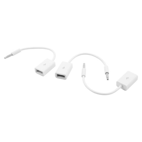 Uxcell 4" Suitable for  Computer USB 2.0 Female to 3.5mm Male Extension Cable Plastic White 3pcs