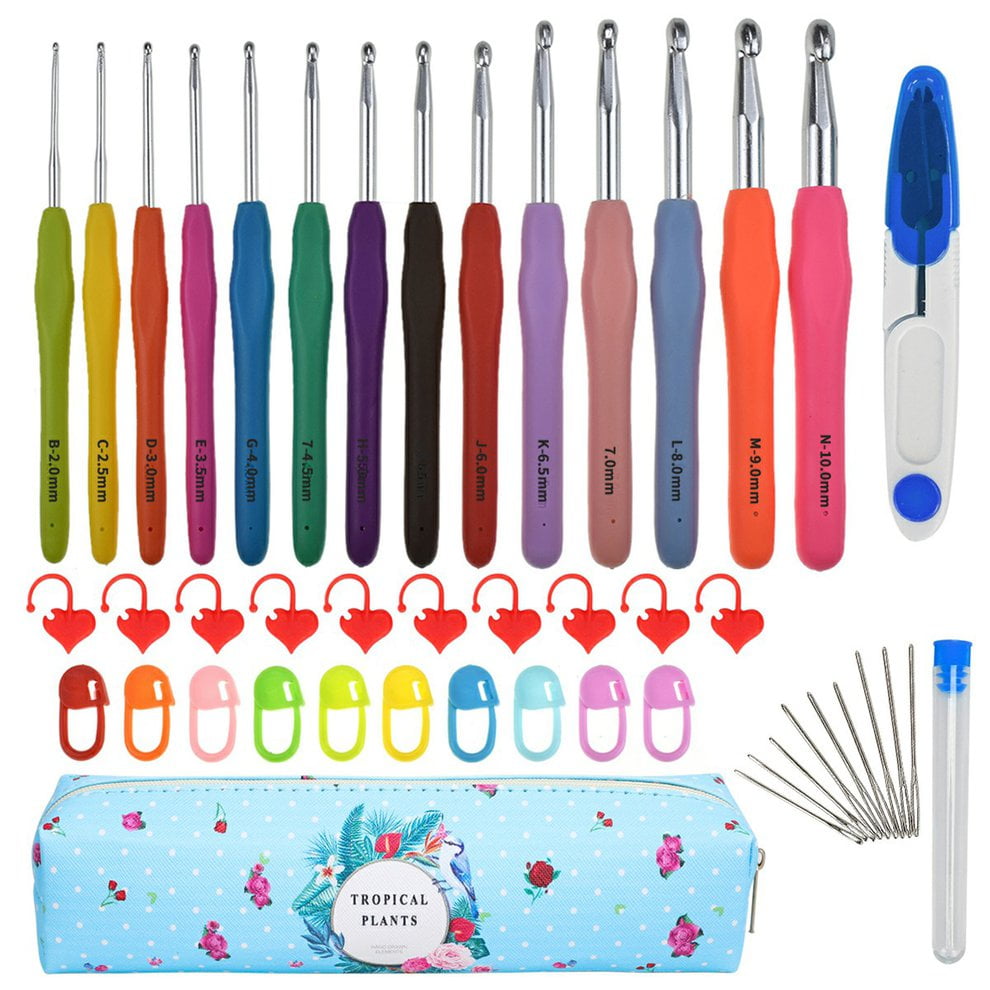 Crochet Hooks Set,2mm(B)8mm(L) Ergonomic Crochet Hooks with Case for