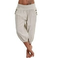 thumbnail image 2 of HCURIBAD Clearance! Women's Capris with Pockets, Dance Harem Pants Women Loose Casual Cotton Yoga Sports Soft Trouser, Women's Pants, Wide Leg Pants, Sweatpants for Men White2 4XL, 2 of 6
