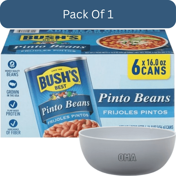 Bush's Pinto Beans, 16 oz., 6 pk. with white bowl by OMA