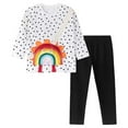 thumbnail image 2 of Byoo Toddler Girls Outifts Cute Rainbow Print Long Sleeve T-Shirt Pants 2Pcs Clothes Set, 2 of 6