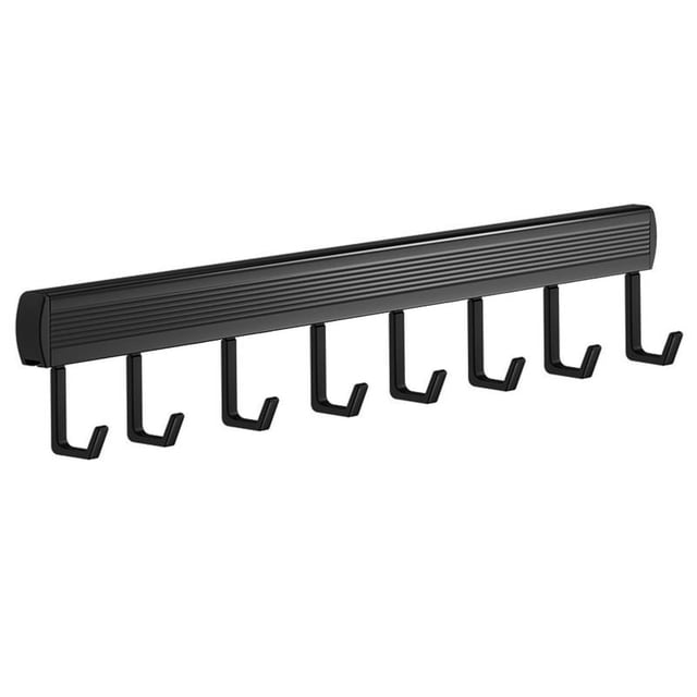 Perchero de cocina con 8 ganchos para colgar en la pared, organizador para cucharas, palas y tablas de cortar, accesorios de cocina, color negro